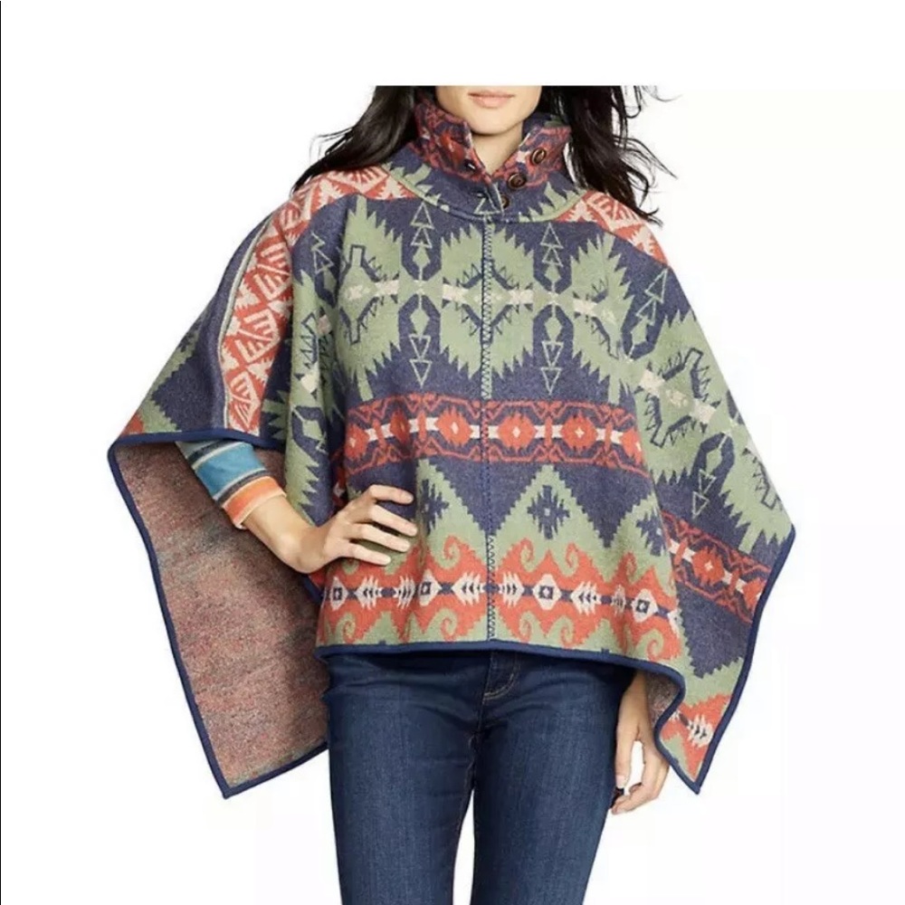 Ralph Lauren Pendleton Southwestern Wool Poncho